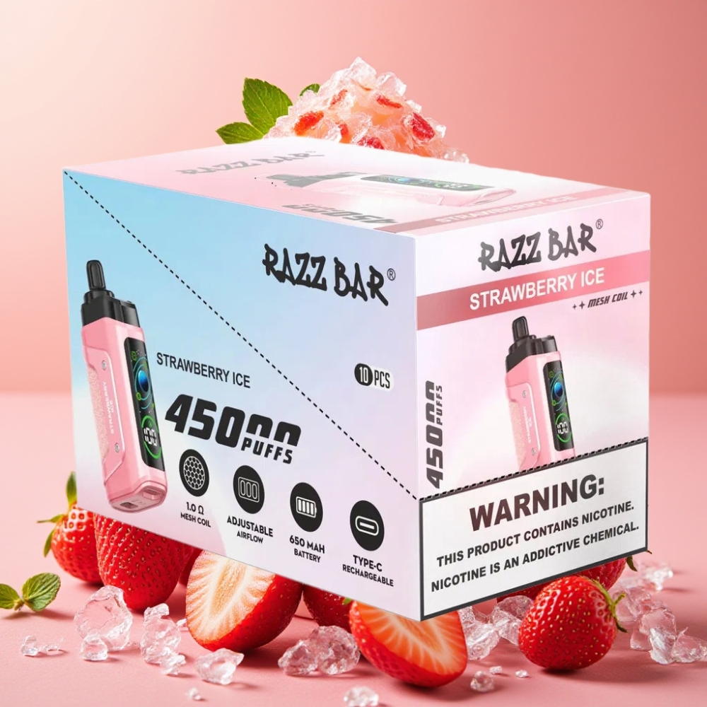 Razz Bar 45000 Puffs Desechable Vape Fresa Helada con Batería 650 mAh
