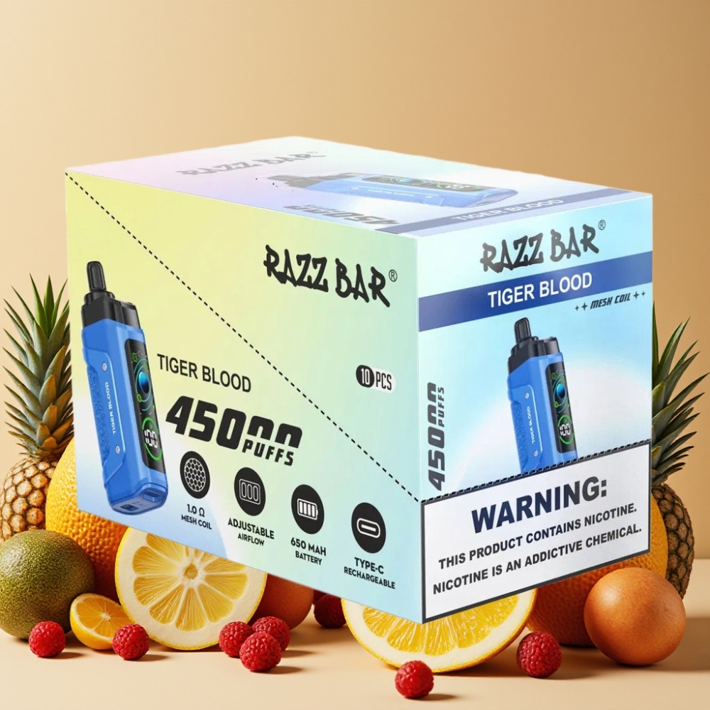 Razz Bar 45000 Puffs Desechable Vape Sangre de Tigre y Ajuste de Flujo de Aire