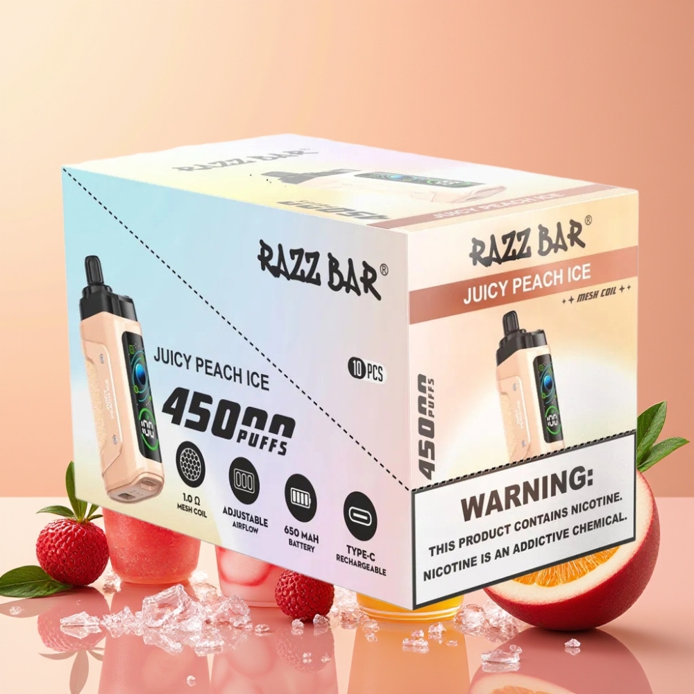 Razz Bar 45000 Puffs Vape Desechable Durazno Jugoso Helado con Batería 650mAh
