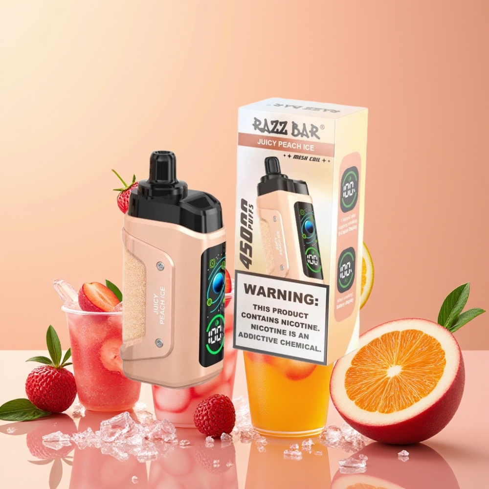 Razz Bar 45000 Puffs Vape Desechable Durazno Jugoso Helado con Batería 650mAh