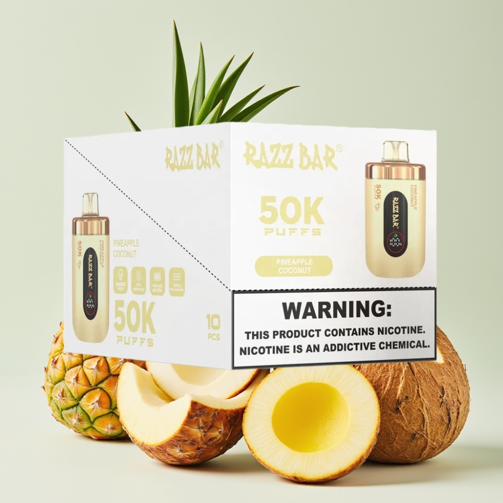 Razz Bar 50K Puffs Desechable Piña Coco y Malla 10 Ohm