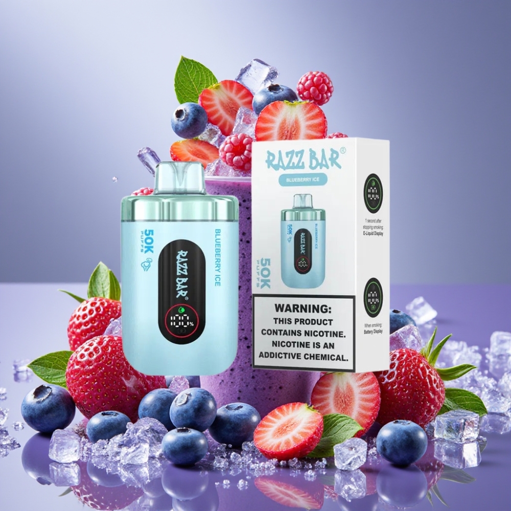 Razz Bar 50K Puffs Desechable Vape Arándano Helado con Batería Recargable 650mAh