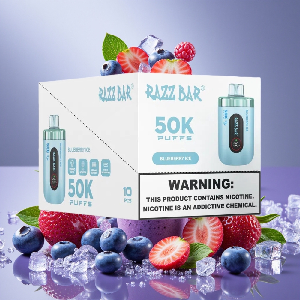 Razz Bar 50K Puffs Desechable Vape Arándano Helado con Batería Recargable 650mAh