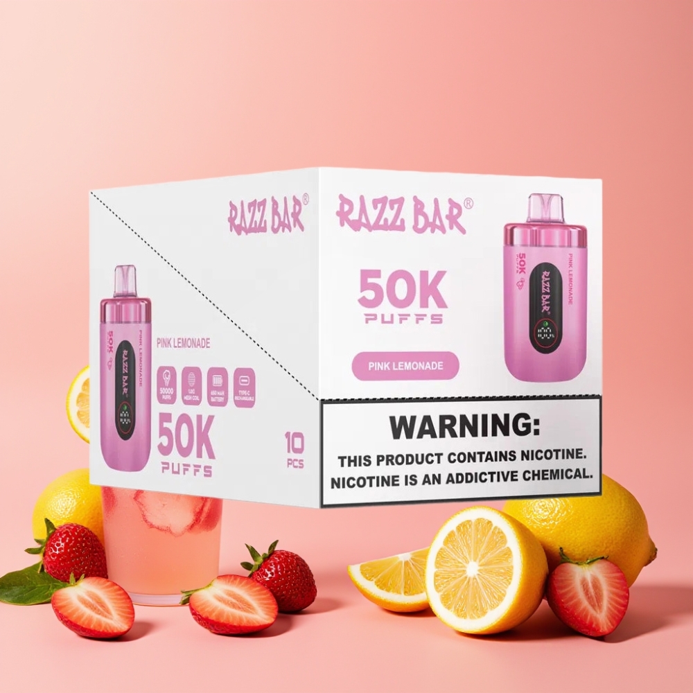 Razz Bar 50K Puffs Desechable Vape Limonada Rosa con Batería 650mAh