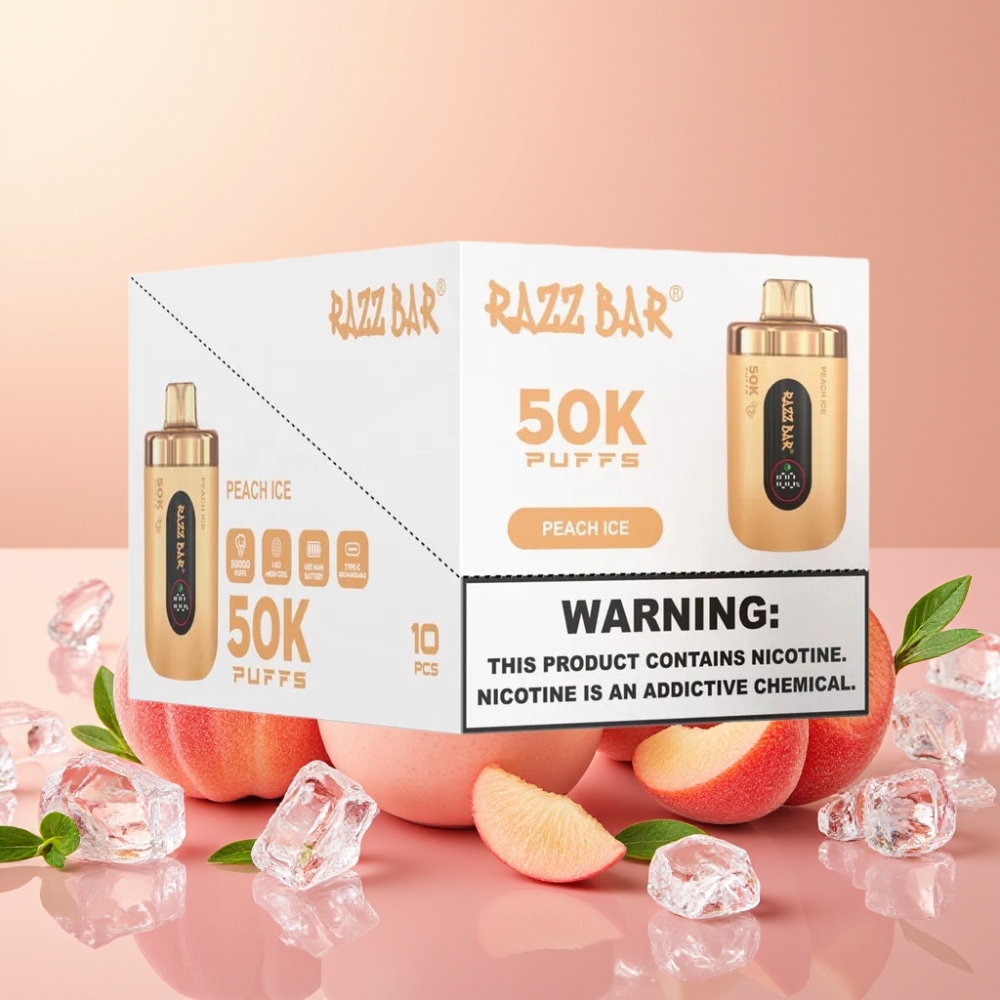 Razz Bar 50K Puffs Desechable Vape Melocotón Hielo con Batería 650mAh