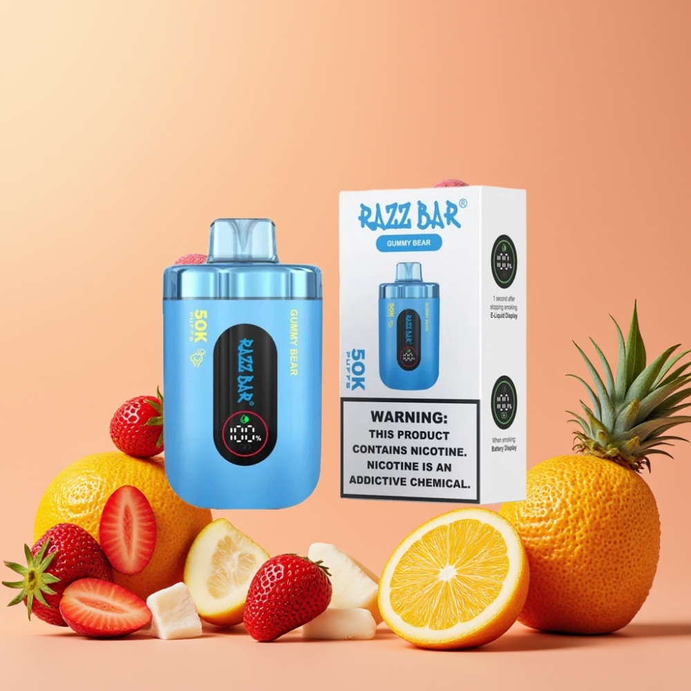 Razz Bar 50K Puffs Desechable Vape Osito de Gominola 650 Mah Recargable