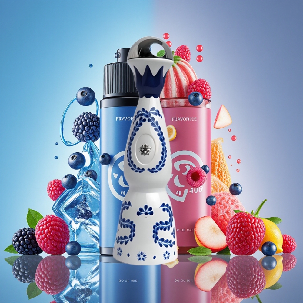 HUMO Azul 15000 Puffs Vape Desechable Sabor Frambuesa Azul Helada con Batería Recargable 500mAh