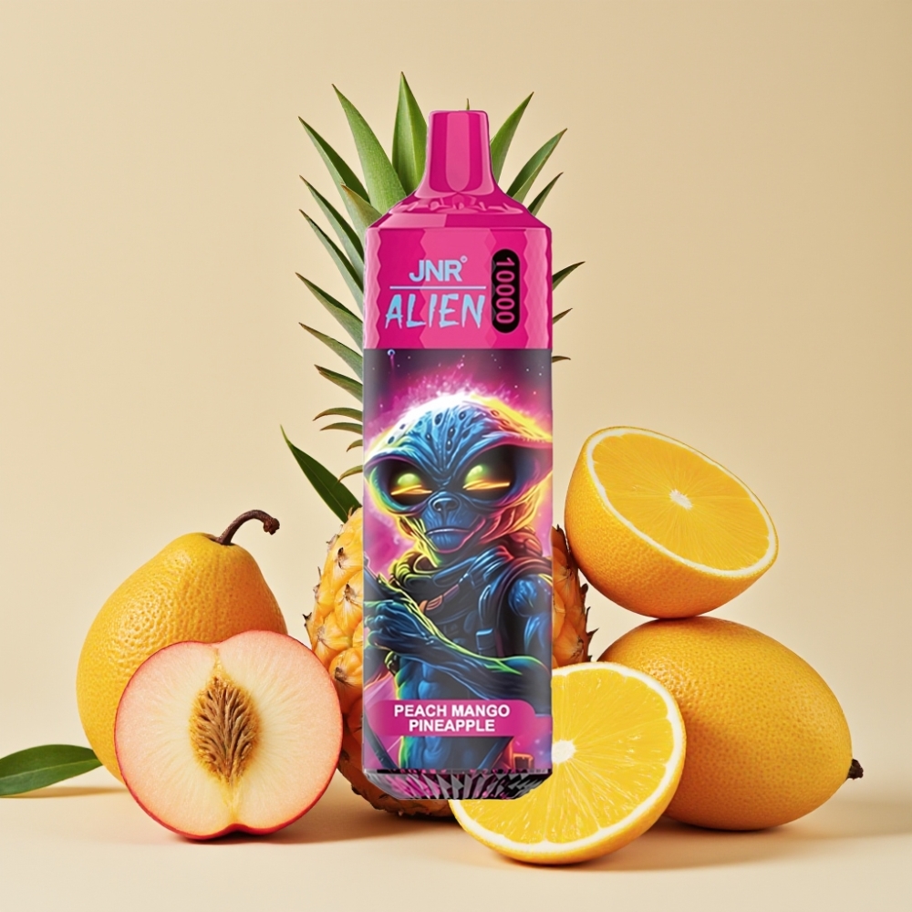 JNR Alien 10000 Puffs Vape Dispositivo Sabor Durazno Mango Piña con Carga Tipo-C y LED RGB