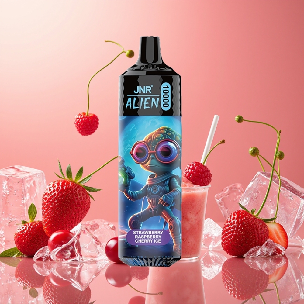 JNR Alien 10000 Puffs Vape Fresa frambuesa cereza hielo con carga rápida Type-C y LED RGB