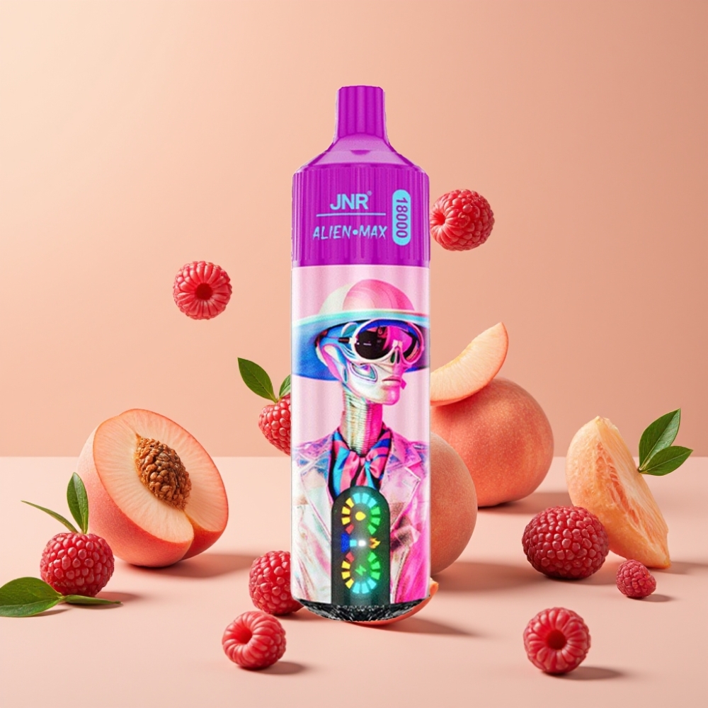 JNR Alien Max 18000 Puffs Vape Blanco Melocotón Frambuesa con LED y Doble Bobina