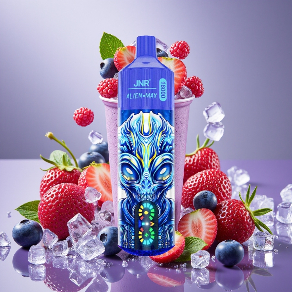 JNR Alien Max 18000 Puffs Vape Desechable Arándano con Hielo con Pantalla LED y Doble Bobina