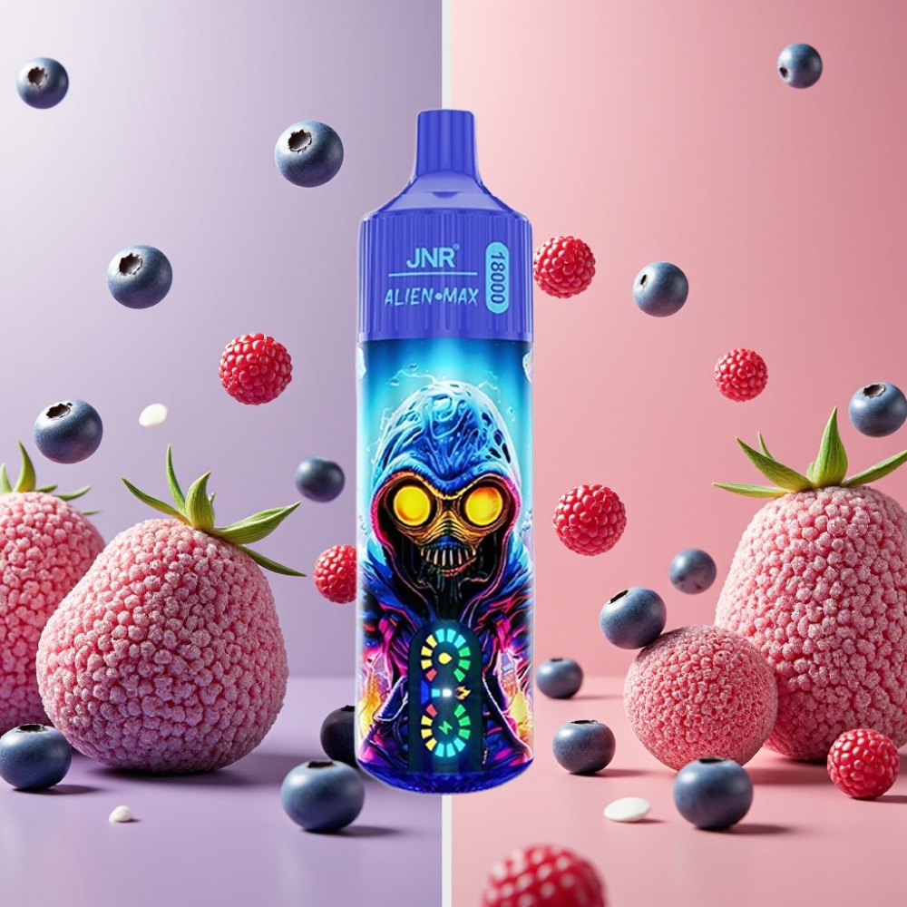 JNR Alien Max 18000 Puffs Vape Desechable Chicle de Arándano con Pantalla LED Inteligente y Carga Rápida Type-C