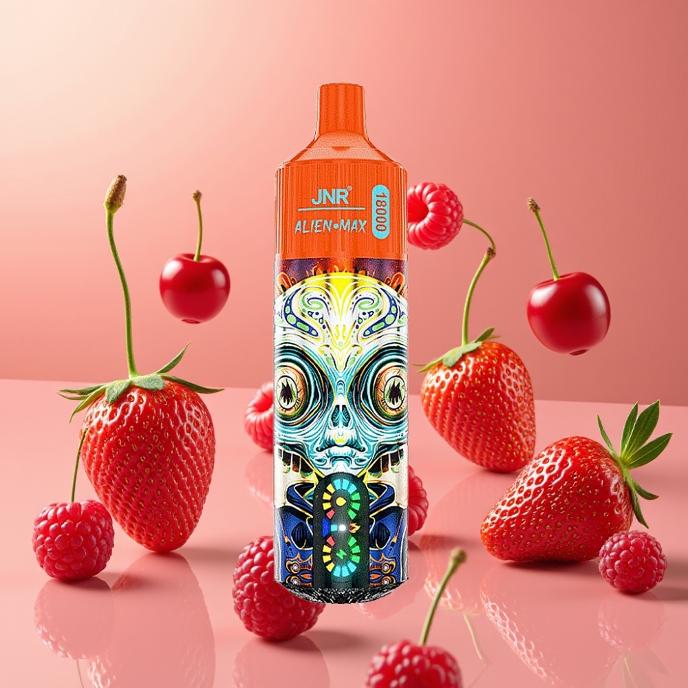 JNR Alien Max 18000 Puffs Vape Desechable Fresa Frambuesa Cereza con Pantalla LED Inteligente y Carga Rápida Type-C