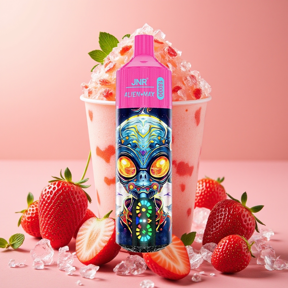 JNR Alien Max 18000 Puffs Vape Desechable Fresa Hielo con Pantalla LED y Doble Bobina Mesh