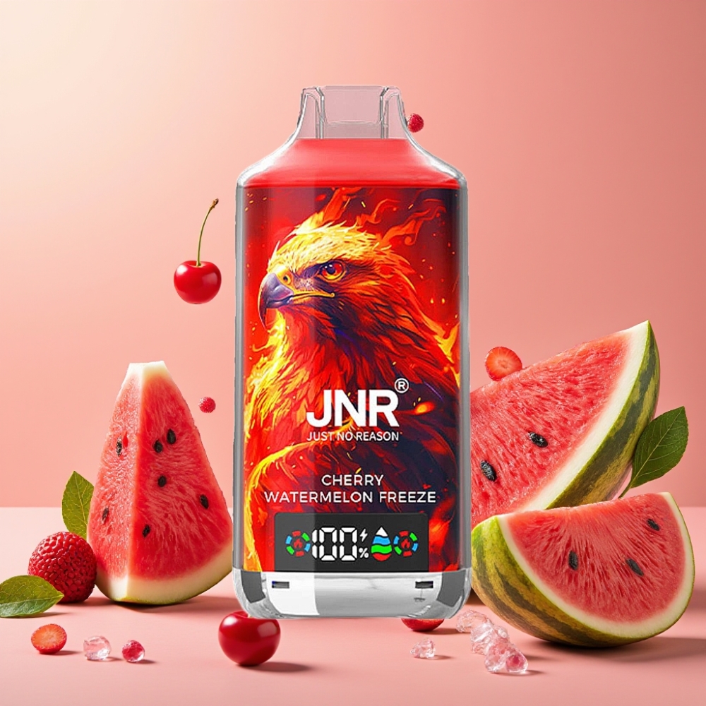 JNR Falcon X 18000 Puffs Vape Cereza Sandía Helada con Pantalla Digital y Carga Rápida Type-C