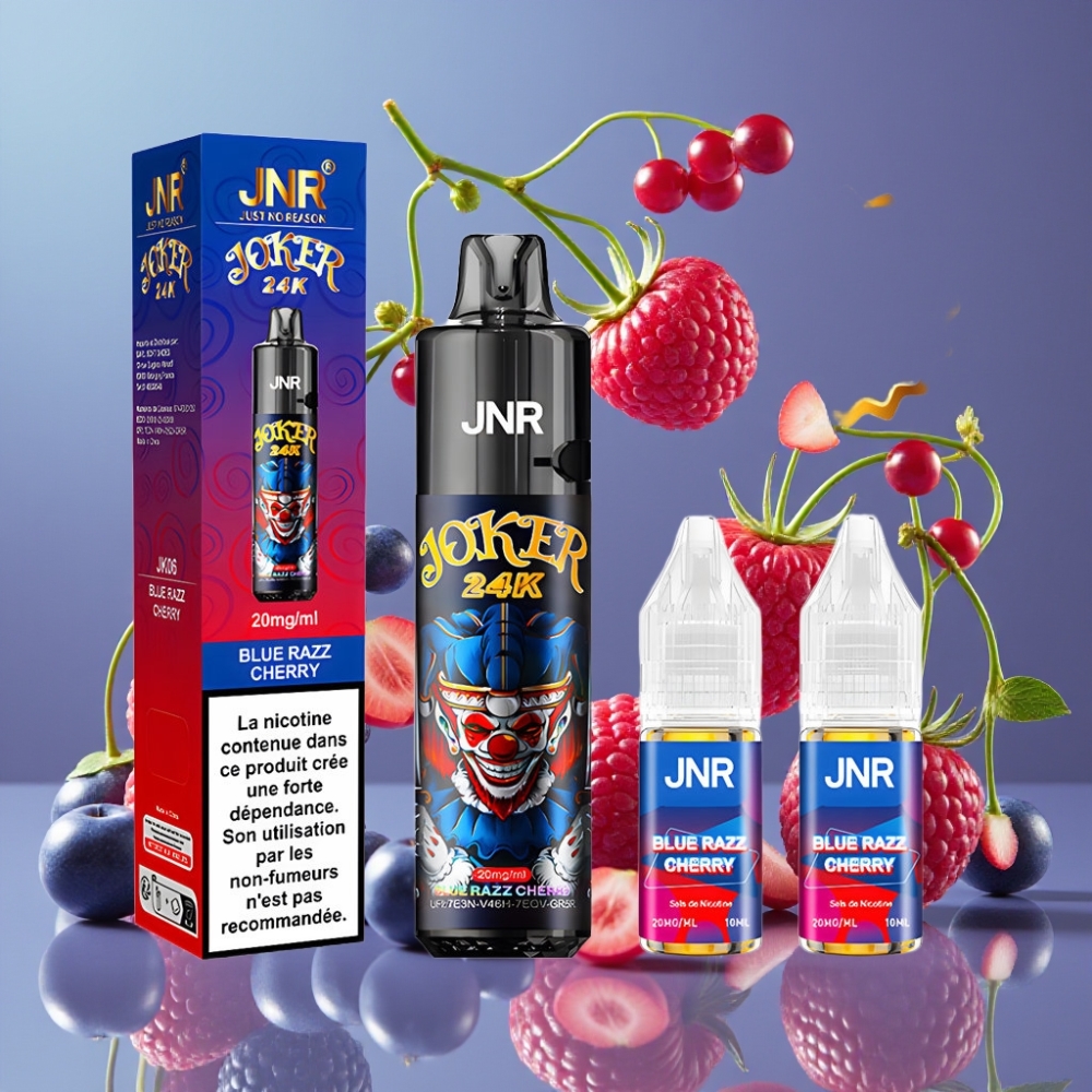 JNR Joker 24K Puffs Desechable Vape Arándano Azul Cereza con 2+10ml Recargable