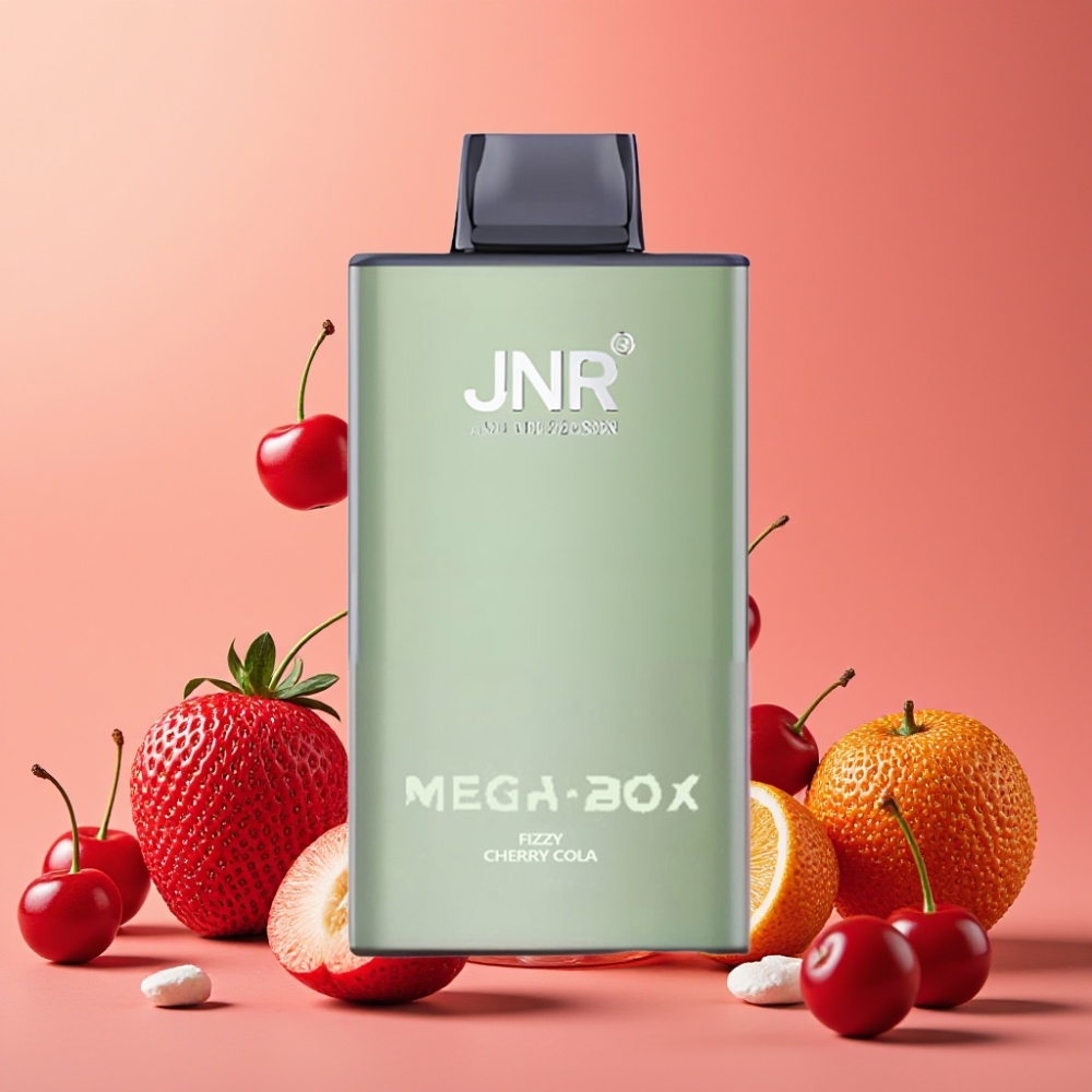 JNR Mega Box 25000 Puffs Desechable Vape Cereza Cola Fizzy con Carga Tipo-C y Doble Bobina