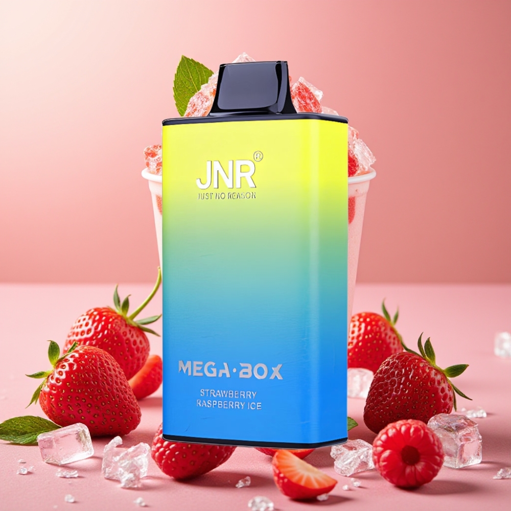 JNR Mega Box 25000 Puffs Vape Desechable Fresa Frambuesa Hielo con Carga Tipo-C y 850mAh