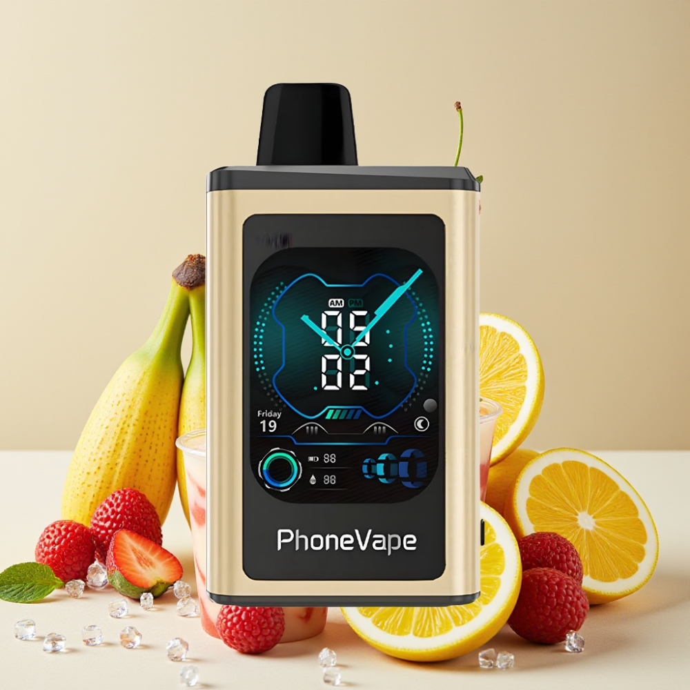 JNR PhoneVape 30000 puffs Vape Desechable Plátano Hielo con Pantalla Completa y Turbo Mode
