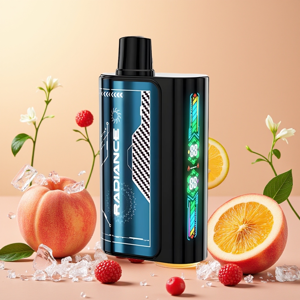 JNR Radiance 31000 Puffs Desechable Vape DURAZNO HELADO VERANO con Pantalla Animación Inteligente y Batería Recargable