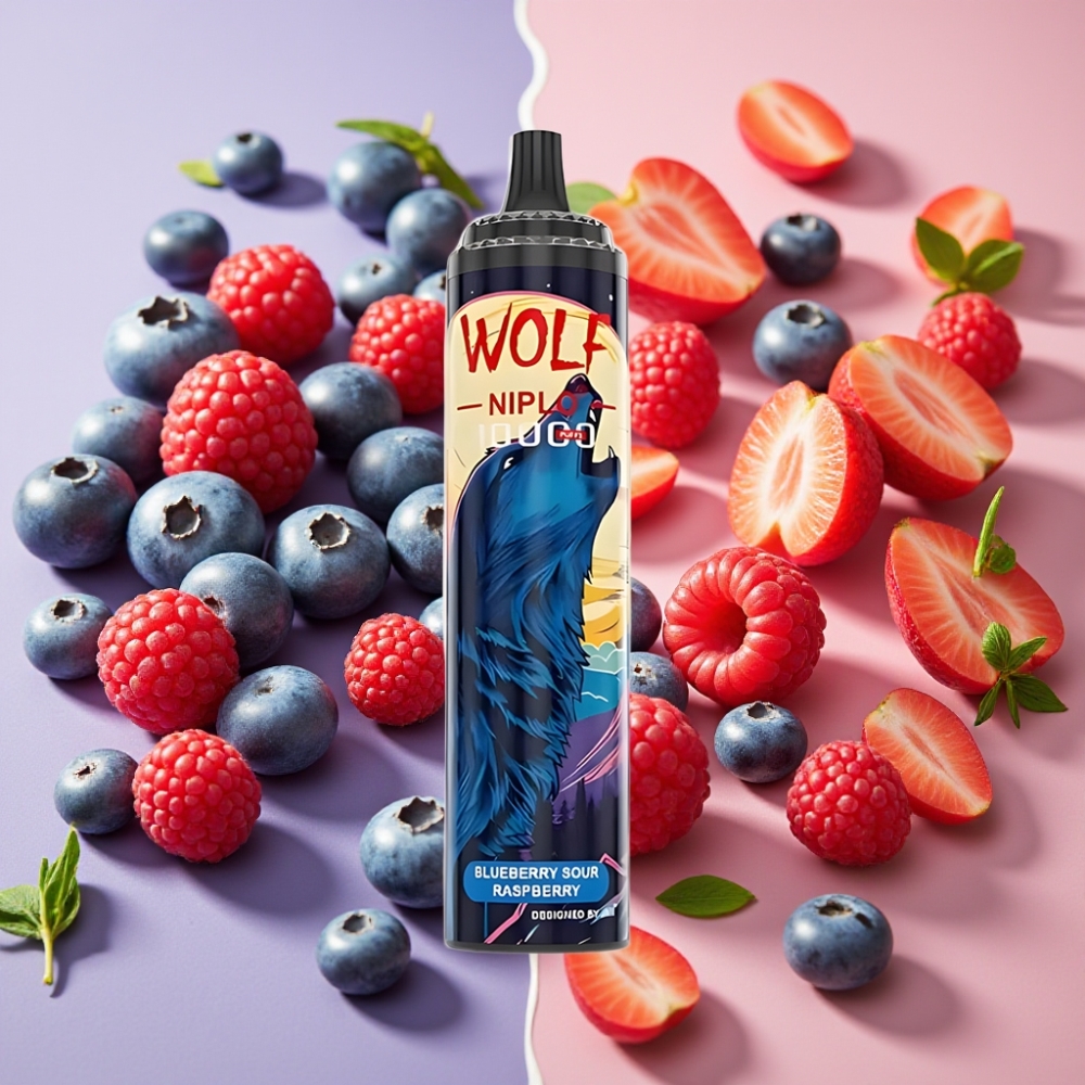 JNR Wolf Niplo 10000 Puffs Vape Desechable Arándano Agrio Frambuesa 20ml 5%