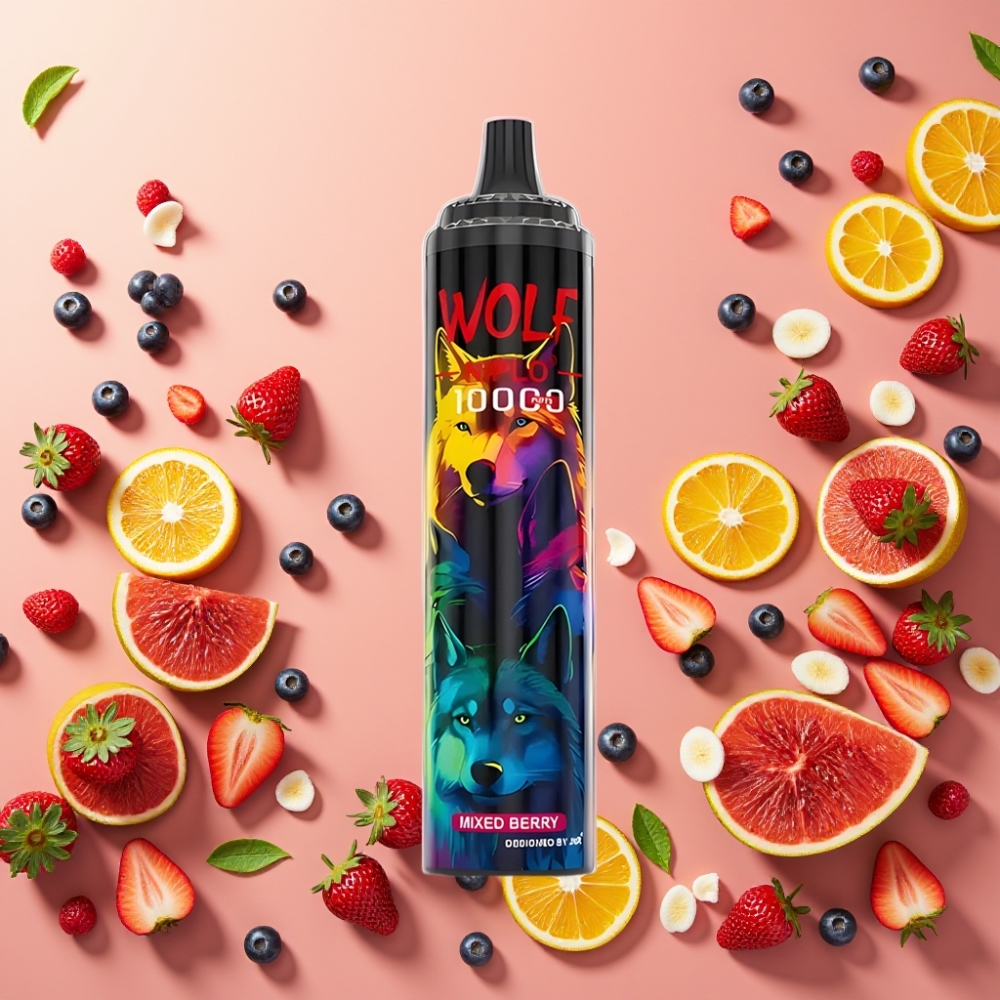 JNR Wolf Niplo 10000 Puffs Vape Desechable Baya Mixta con Carga Tipo-C