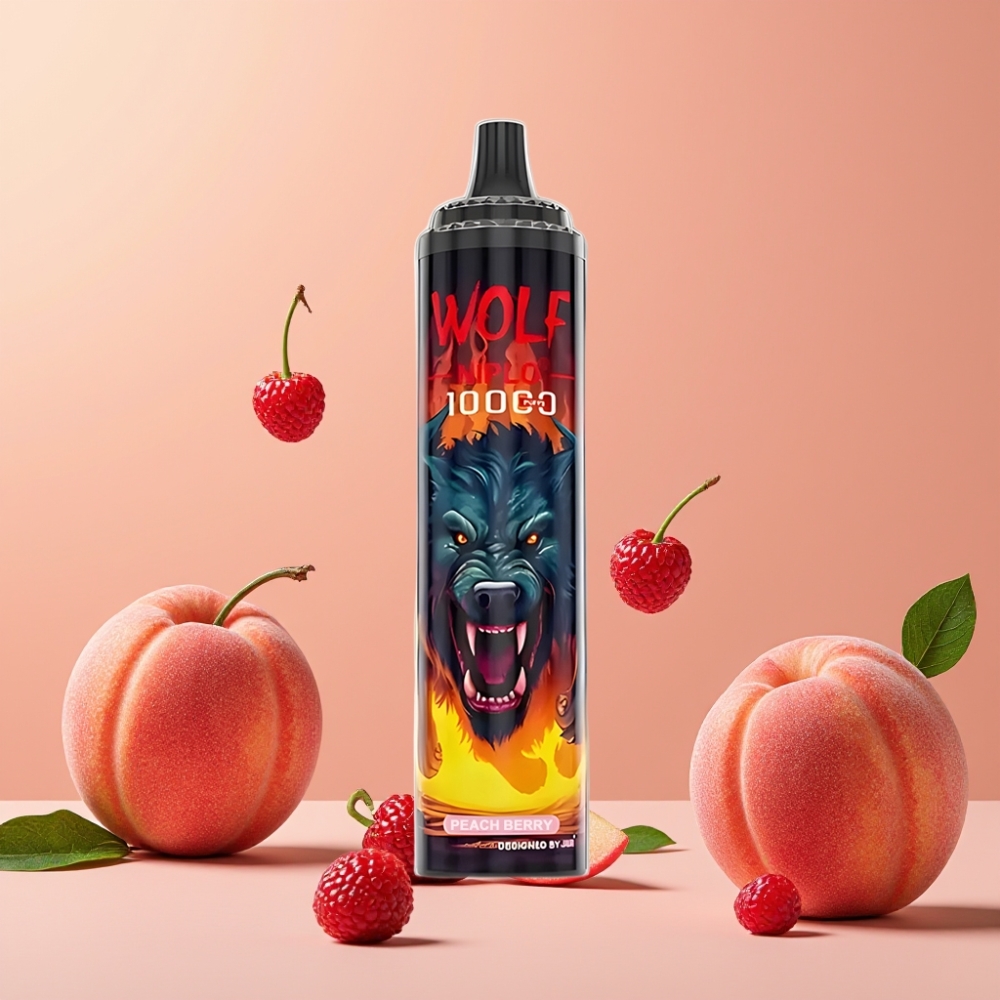 JNR Wolf Niplo 10000 Puffs Vape Desechable Durazno Baya con Carga Tipo-C