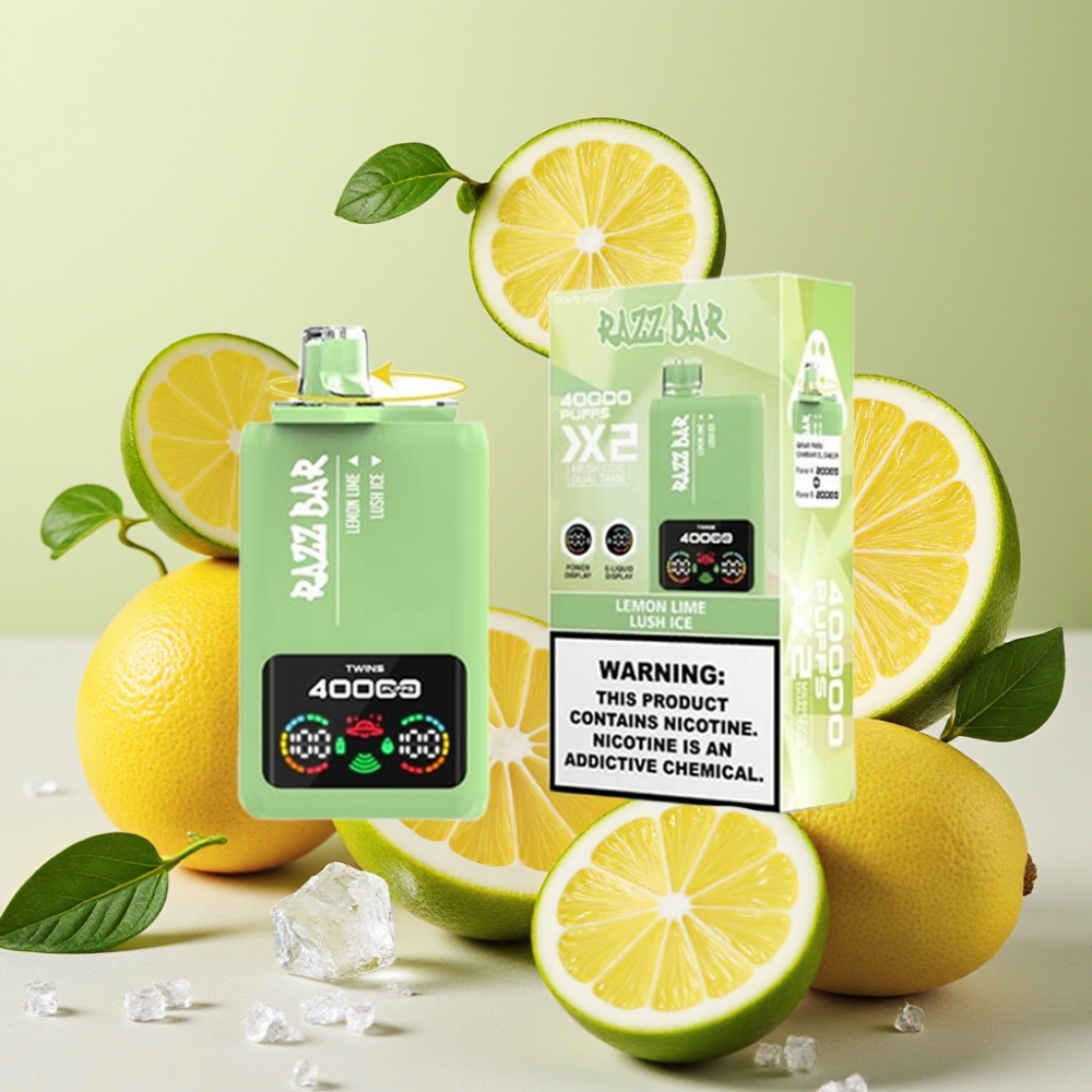 Razz Bar 40000 Puffs Vape Desechable LIMÓN LIMA & HIELO FRESCO con Pantalla de Potencia