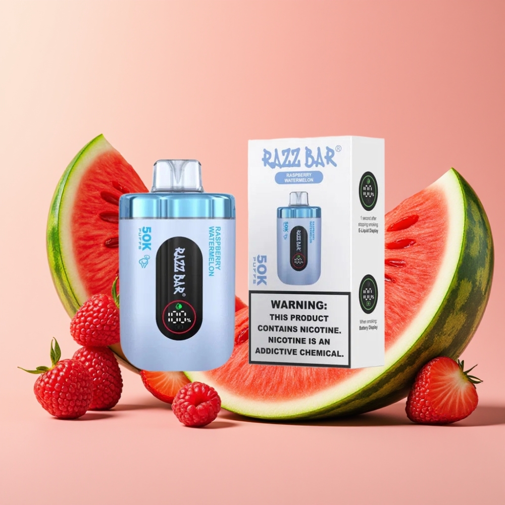 Razz Bar 50K Puffs Vape Desechable Frambuesa Sandía con Batería 650mAh