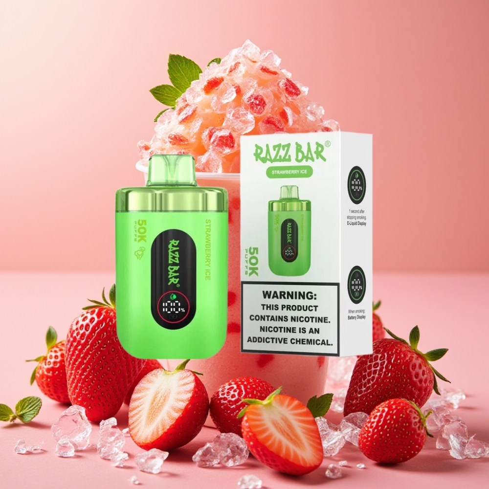Razz Bar 50K Puffs Vape Desechable Fresa Helada con Batería 650mAh