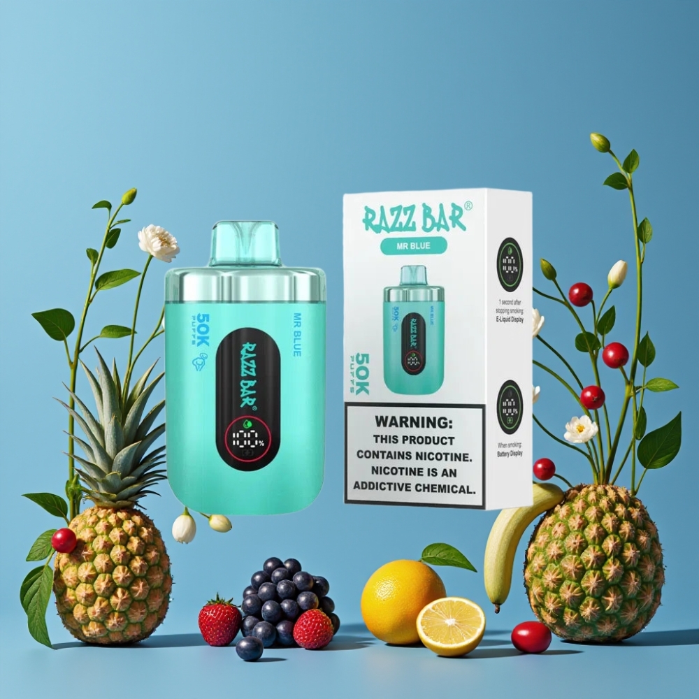 Razz Bar 50K Puffs Vape Desechable Sr. Azul con 2% Nicotina y Batería 650mAh
