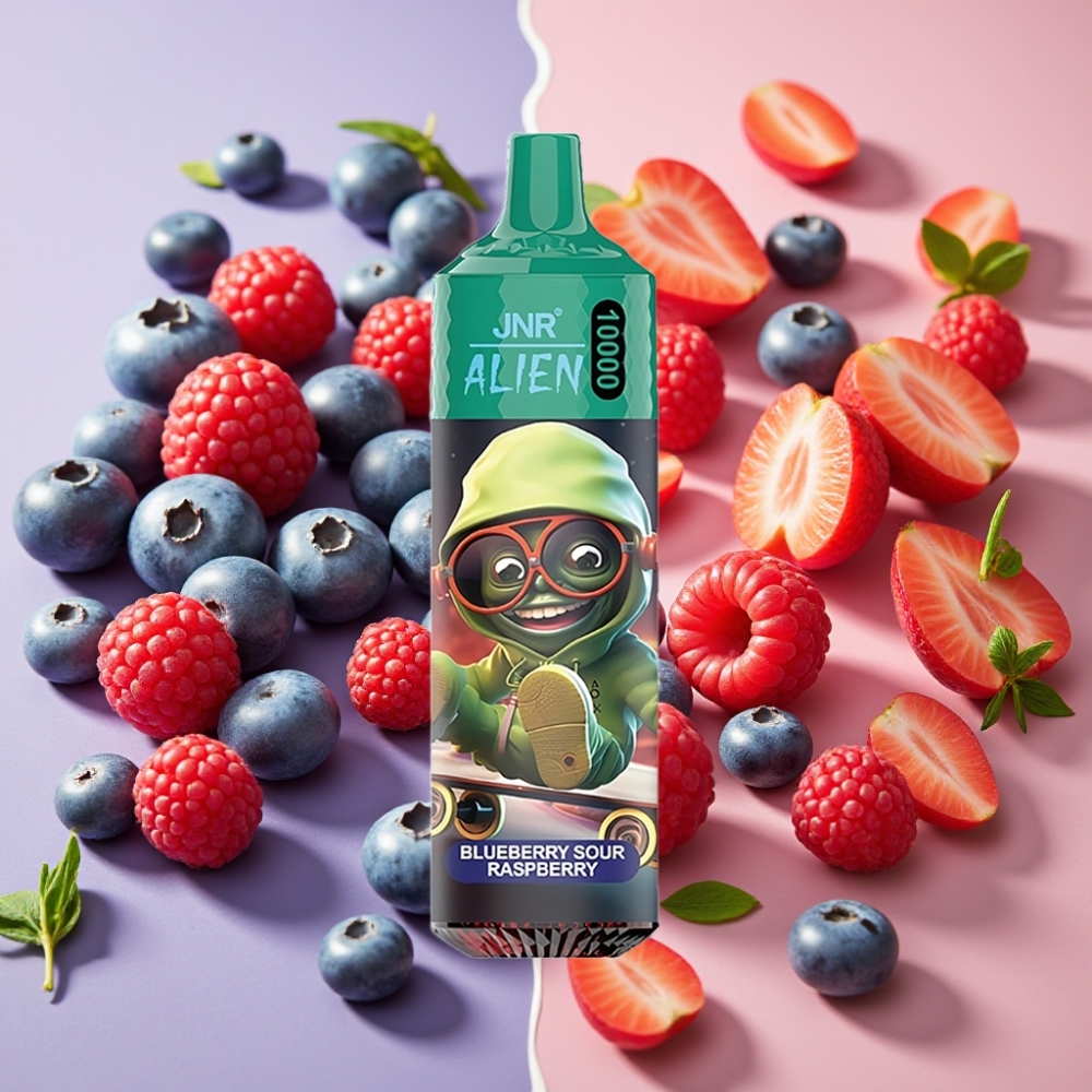 JNR Alien 10000 Puffs Vape Desechable Arándano Agrio Frambuesa con RGB y Tipo-C