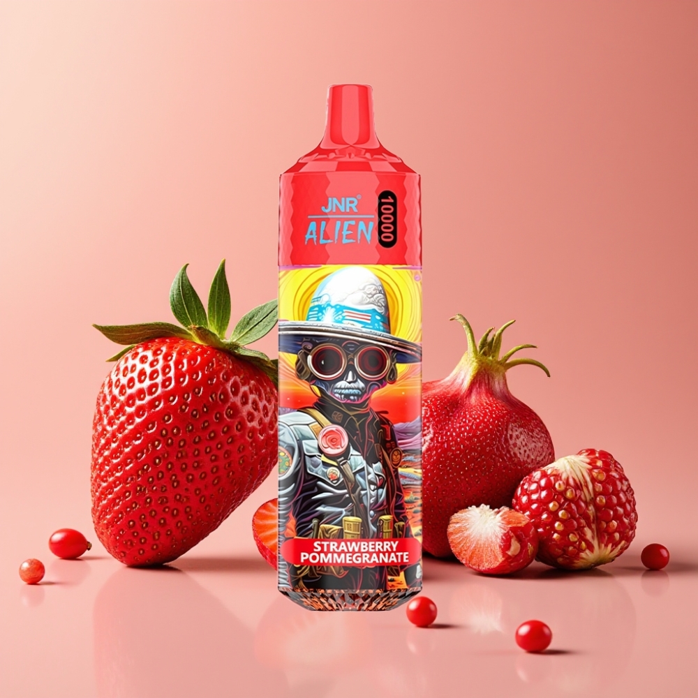 JNR Alien 10000 Puffs Vape Desechable Fresa Granada con Carga Rápida Type-C y RGB