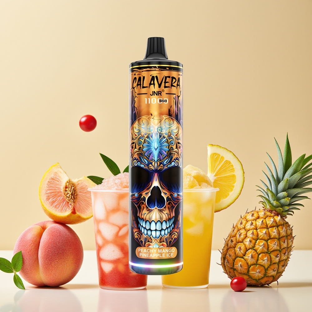 JNR Calavera 11000 Puffs Desechable Vape Melocotón Mango Piña Hielo con Puerto Type-C y Batería 850 mAh