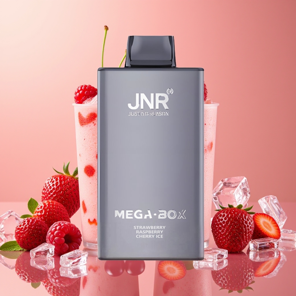 JNR Mega Box 25000 Puffs Vape Desechable Fresa Frambuesa Cereza Hielo con Carga Rápida Type-C y Batería 850mAh