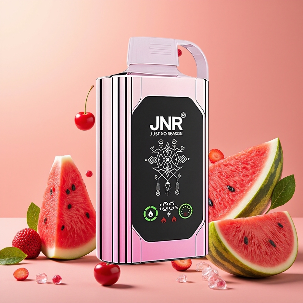 JNR Shisha Hookah Box 20500 Puffs Vape Disposable Cereza Sandía Helada HD Display 1000mAh