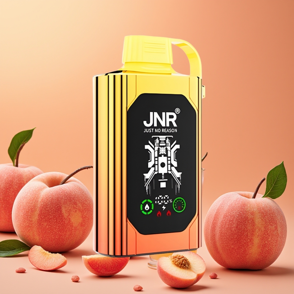 JNR Shisha Hookah Box 20500 Puffs Vape Disposable Melocotones Jugosos con Pantalla HD y Carga Rápida Type-C