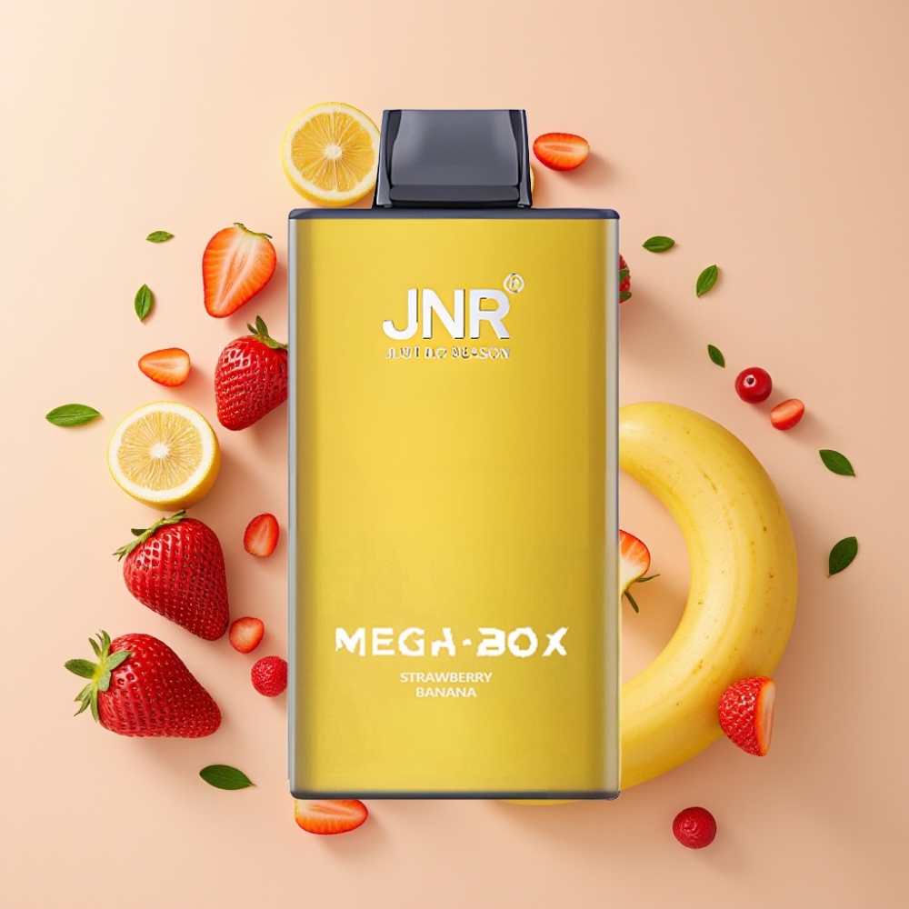 JNR Mega Box 25000 Puffs Vape Desechable Fresa Plátano con Dual Mesh Coil y 850mAh